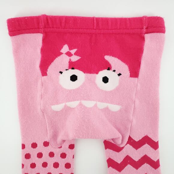 Doodle Pants Girl Pink Monster Leggings Chevron Polkadot Legs Small 3-12 Months - Picture 3 of 7